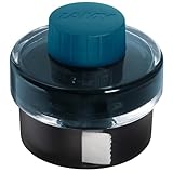 LAMY T52 Tinte petrol 50ml - Tintenglas mit Tintensammelbecken - Standfuß aus Kunststoff mit Löschpapierrrolle