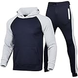 Trainingsanzug Herren Jogginganzug Herren Sportanzug Freizeitanzug Fitnessanzug Männer Jogging Anzug Baumwolle Oversize Colorblock Fitness Sport Gym Hoodie Pullover Lang Hose Tracksuit Set Pullover