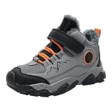 BIISDOST Kinder Winterschuhe Outdoor Winter Warm Gefüttert Rutschfest Leicht Winterstiefel Laufschuhe Jungen Mädchen Wanderstiefel 30 40 Babyschuhe Gr.39, grau, 35 EU