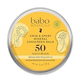 Babo Botanicals Swim & Sport Mineralischer Sonnenschutzbalsam LSF50 – natürliches Zinkoxid – für Gesicht und Körper – für alle Altersgruppen – dermatologisch getestet – tierversuchsfrei – parfümfrei –