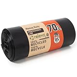 Relevo 10 Stück á 70 Liter Schwerlast-Müllsäcke LDPE 75 μm Stärke - Belastbarkeit 85 Kilogramm, Industriell, Schwarz