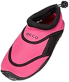 BECO Kinder Surf Und Badeschuhe BECO Badeschuhe, Surfschuhe, Strandschuhe, Wattschuhe für Kinder, pink/schwarz, 31, 92171