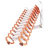 UYHBCNQD Manuelle Dachbodentreppe zur Wandmontage, Klappleiter, Dachbodentreppe aus legiertem Stahl, herunterziehbare Dachbodenleiter, Teleskop-Dachbodenleiter(3.1-3.5m)