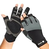 FitsT4 Sports Segelhandschuhe Herren Paddelhandschuhe Kajak für Segeln,Yacht,Segelsport, Paddeln, Angeln,Fischen,Dinghy,Schlauchboot Grau L