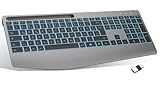 TECURS Kabellose Tastatur mit Handballenauflage, 2,4 GHz Ergonomische Tastatur QWERTZ mit Copilot, Hintergrundbeleuchtung, Leise Wiederaufladbar Funktastatur für Windows, PC, Laptop