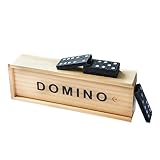 Chinchilla® klassisches Spiel Domino im Holz-Schiebedeckelkasten | 28 Spielsteine | Dominosteine | Holz-Schwarz | Ideales Spielzeug für Kinder und Freizeitaktivitäten