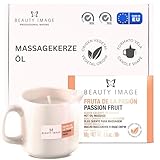 BEAUTY IMAGE Große Massagekerze - Passionsfrucht - 4 bis 5 Ganzkörpermassagen. Heißes Öl für professionelle Massage. Massagekerze für Paare.