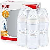 NUK Perfect Match Babyflaschenset | Ab 3 Monate | Passt sich dem Baby an |Temperature Control | Anti-Colic | 260 ml | BPA-frei | Silikontrinksauger, Medium | Regenbogen | 3 Stück