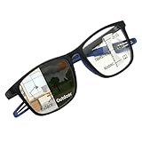 Generisch Photochrome Gleitsichtbrille Damen Herren, TR90 Multifokus Lesebrille Selbsttönend, UV400 Federscharnier(Blau,4.00 x)