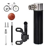 Klein Fahrrad Luftpumpe Tragbare Mini Fahrradpumpe 120PSI Hochdruck Fahrradpumpe Leicht Aluminiummit Bike Pump mit Rahmenhalterung für Rennrad Mountainbike Fußball Basketball Volleyball, Schwarz