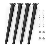 Sossai Möbelfüße aus Massivholz Buche, matt schwarz, Clif Round HMF2, 45 cm hoch, rund, schräge Ausführung, matt schwarz, für Stühle, Tische, Schränke