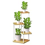 DilmerOne Blumenständer Holz 4 Ebenen – Pflanzenständer & Pflanzenregal Indoor Outdoor – Blumentreppe & Blumenregal Balkon – Pflanzenhocker & Blumenhocker Holz – Etagere Modern
