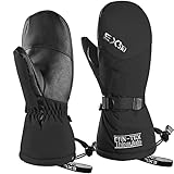 EXski Skihandschuhe Fäustlinge Ski Herren Damen Winter Snowboard Handschuhe Warm Winterhandschuhe Wasserdicht, Schwarz, XL