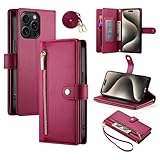 eprodeallsaperecommen Luxuriöse magnetische Klapphülle aus Leder für iPhone 14 Pro Max (Farbe: Rot)