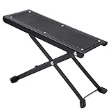 Gitarren Fußbank Hocker mit Rutschfester Gummiunterlage, Faltbarer Metall Guitar Fußstütze Superstabil für Akustische, Klassische, Elektrische Gitarre, Höhenverstellbar