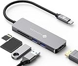 NOVOO USB C Hub HDMI 4K USB C Adapter MacBook Pro Air Adapter mit 4K HDMI,2 x USB 3.0 Anschlüsse,SD/TF Kartenleser Aluminium Hub USB C kompatibel für MacBook,Surface,Laptop und andere Typ C Geräten