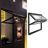 Schiebefenster aus verstärktem Glas, faltbarer Aluminiumdurchlass für Wohnmobile und Cafés, perfektes Konzessionsfenster (61 x 86 cm)