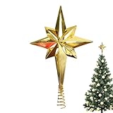 Weihnachtsstern Baumspitze,Goldener Hohler Baum Schmuck - Rustikale 3D Dekoration Für Innen Und Außen | Familie Garten Eingangsbereich Hotel Außenbereich