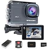 Apexcam M90 mit 64G Karte Action Cam 4K60FPS 64MP WLAN EIS Bildstabilisierung Sportkamera mit Touchscreeen Unterwasserkamera 40m Wasserdicht 8X Zoom 2.4G Fernbedienung 2x1350mAh Akkus mit Zubehör-Set