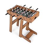 FANTASK Tischkicker klappbar, Kickertisch inkl. 18 Kicker und 2 Bällen, Spieltisch für Erwachsene und Kinder, Tischfußball für Spielzimmer, Bars und Partys, 69 x 60 x 71 cm (Braun)
