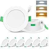 ALUSSO LIGHTING LED Einbaustrahler 230V 7W Dimmbar 68mm, IP44 Einbauleuchten Für Badezimmer Küche, 3000K/4000K/6500K Einbauspots, Rund Weiss 6er Set