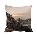 BeatChong Kissenbezug, Motiv: Berg Wüste Sonne Nebel Wolken See quadratisch Überwurf Kissen Kissen Einlage Home Sofa Dekoration Geschenk