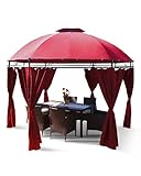 Swing & Harmonie Luxus Pavillon mit LED Beleuchtung - Hochwertiges Gartenzelt - Robustes Partyzelt - Wasserabweisender Gartenpavillon - (rot)