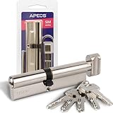 Knaufzylinder APECS Schließzylinder mit Knauf Zylinderschloss 85 (40C/45) mm fur Türschloss Haustür mit 5 Schlüsseln Modell SM-85(40C/45)-C