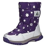 Mishansha Winterstiefel für Mädchen Winterschuhe Leicht Warm Gefüttert Schneestiefel Outdoor rutschfeste Winterboots Kinder,Violett 29