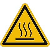 Vorsicht Heiß Aufkleber (15 Stück, 50 mm) - Gefahrensymbole Warnung vor heißer Oberfläche - Achtung Hitze Warnzeichen - Gefahren Warnaufkleber Sticker (Piktogramme nach ASR A1.3 / ISO 7010 / W017)