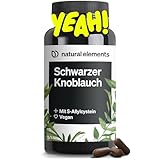 natural elements Schwarzer Knoblauch – 45 Kapseln mit je 600mg – Wunderknolle mit S-Allylcystein – natürlich, laborgeprüft, vegan, hochdosiert & in Deutschland produziert