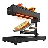 Cecotec Raclette Cheese&Grill 6000 Schwarz. Leistung 600W, Grillfunktion, Edelstahl-Finish, verstellbares Thermostat, 2 Holzspatel, antihaftbeschichteter oberer Grillrost