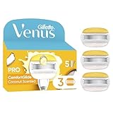 Gillette Venus ComfortGlide Kokos Rasierklingen Damen, Venus Rasierer für Frauen Nachfüllen, 3 Stück Rasierklingen Nachfüller mit 2 flexiblen Gelstäben, Damenrasierer Empfindliche Haut