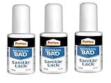 Pattex Perfektes Bad Sanitär Lack, Blisterkarte, weiß, 3x 50g | Speziallack für Bad & Küche – deckt Vergilbungen & Schimmelrückstände auf Fugen zuverlässig ab