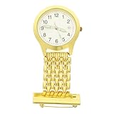 PartyKindom Praktische Krankenschwesteruhr mit Clip Goldene Taschenuhr mit Leuchtzifferblatt Langlebig und Stilvoll für Pflegekräfte Einfache Ansteckuhr für Nachtdienst und Medizinisches