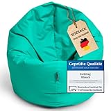 BuBiBag Sitzsack für Kinder und Jugendliche - Indoor und Outdoor Sitzkissen oder als Gaming Sitzsack, geliefert mit Füllung (100 cm Durchmesser, türkis)