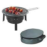 HOOZ Camping Portable Holzkohlegrills, Koffergrill Klappgrill ideal für Picknick BBQ und Schaschlik, Tragbarer Mini Faltgrill für Spontane Grillabenteuer (Ø 32 cm)