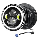 Willpower 1X 7 Zoll Motorrad LED Scheinwerfer Runden 50W 5000LM, Bernstein Weiß 4 Modi Beleuchtung DRL HI LO Strahler Fahrscheinwerfer Feuer Kreuz Offroad für Auto Wrangler JK TJ LJ CJ JP Hum