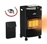 Gasheizung für Innenräume,HOMELUX Gasheizung 4200 Watt gasofen für innenräume inkl. Schlauch und Druckminderer,Infrarot Keramikbrenner,Heizstrahler (schwarz)