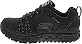 Skechers Herren Escape Plan Sneaker, Black Black Leather Mesh Trim Bbk, 45 EU