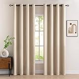 MIULEE Verdunklungsvorhänge Dunkelbeige Vorhänge Blickdicht 2er Set 225 cm Lang, Gardinen Ösen Abdunkelnde Vorhänge Wohnzimmer Schlafzimmer, Fenster Gardine Verdunkelung Thermovorhang Hitzeschutz