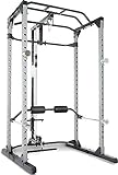 Fitness Reality 810XLT Super Max Power Rack mit Latzug, Kraftstation mit 363 kg maximaler Belastung, Power Cage mit Kabelzugturm und Klimmzugstange