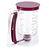 Webake Teigportionierer Kuchen Teigspender 900ml Messbecher Batter Dispenser mit Deckel und Skala für Pfannkuchen, Muffins, Waffeln, Cupcakes