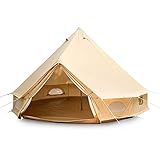 XLANDALYUEFA Zelte Canvas-Rundzelt - Camping-Tipi-Zelte for 4-6 Personen - Familien-Outdoor-3-Jahreszeiten-Jurtenzelt mit Ofenloch(Oxford Cloth,500X500X300CM)