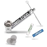 Slim Pipe Pfeifen Set - Rauchpfeife Tabakpfeife mit Aktivkohle Fach - inklusive 2 x 6mm Aktivkohlefilter, Bürste und Metall Einlege Siebe - 7 cm Pur Pfeife aus Metall für Tabakwaren