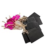 MAGICLULU 10Stücke Kreative Kleine Schiefertafel mit Juteschnur Blumenmuster Hängende Plakette für Wohnkultur DIY Wanddeko Beschriftbar und Leicht für Zuhause