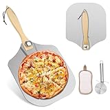 Phieeseriy Pizzaschieber Groß 30,5cm, Aluminium Pizzaschaufel mit Abnehmbaren Faltbarer Griff - Platzsparendes, Pizza Schaufel Zubehör Set mit Pizzaschneider zum Backen von Handgemachter Pizza, Brot