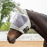 Equinavia Algard Soft Mesh Fliegenmaske mit Ohrenschutz und 45 LSF | Keine Augenreizung - Silber - Pferd