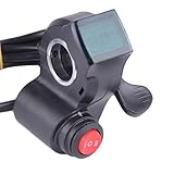 Tomvorks LCD Digital Batteriespannungsanzeige Der Voltmeter Daumenbeschleuniger, Elektrische Scooterzubehör-Lenker für 12 V-99V-Fahrzeuge, Eliminieren Sie Analoge Leistungsanzeige,