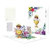 Générique Babypartykarten - Heilige Taufkarten mit Engel und Blumen, zur Taufe, Eltern, Mädchen, Freunde